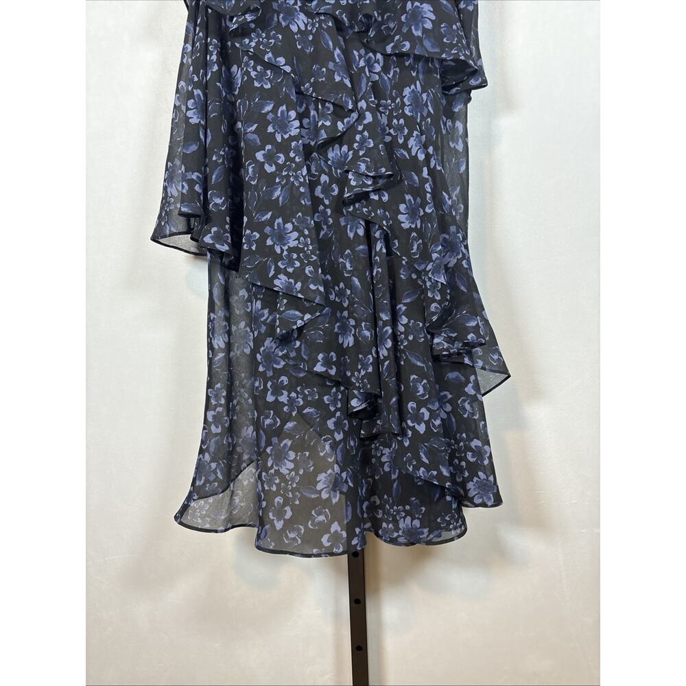 MISA Los Angeles Floral Maxi Skirt Women's Small Black Blue Slit Ruffles Whimsy - Picture 7 of 11